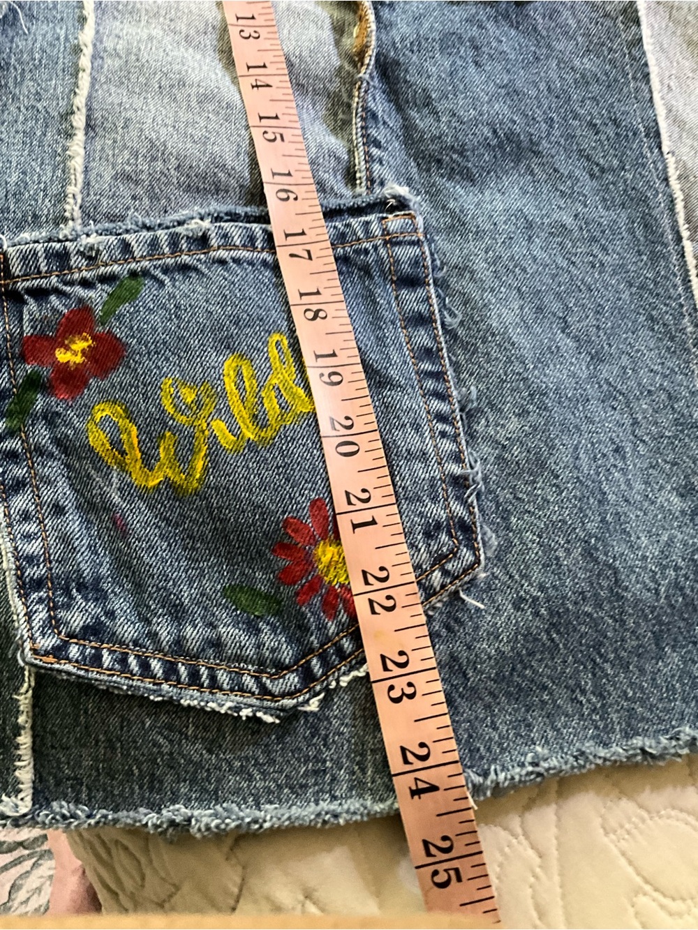 Handmade Denim Vest Upcycled Patchwork Wearable Art OS - Picture 7 of 7